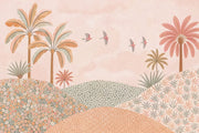Pastel Landscape Wallpaper Tropical Palms Whimsical Mural Wall Mural design