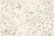 Botanical Vines Wallpaper Soft Floral Bird In Flight Wall Mural design