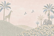 Watercolor Texture Wallpaper Soft Pastel Safari Nursery Wall Mural design