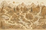 Vintage Woodland Landscape Wallpaper Sepia Beige Toile Mountains And Forest Wall Mural design