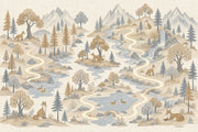 Woodland Landscape Wallpaper Mountains Removable River Wall Decor design