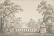 Classical Landscape Wallpaper Antique Fresco Roman Temple Pavilion Wall Mural design