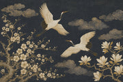 Cranes Wallpaper Gold Line Art Vintage Mural Wall Mural design