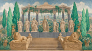 Ancient Temple Wallpaper Classical Landscape Greco Roman Statues Removable Wall Decor design