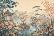 Chinoiserie Wallpaper Asian Landscape Pavilion Wall Mural design