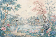 Chinoiserie Wallpaper Asian Landscape Removable Watercolor Mural Wall Decor design