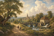Pastoral Landscape Wallpaper Countryside Village Stone Bridge Removable Wall Decor design