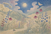 Moonlit Landscape Wallpaper Wildflower Meadow Removable Night Sky Wall Decor design