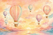 Hot Air Balloons Wallpaper Pastel Sky Whimsical Wall Mural design
