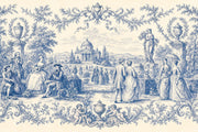 Blue Toile Wallpaper Pastoral Landscape French Country Wall Mural design