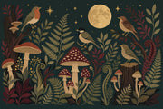 Night Forest Wallpaper Moon Removable Birds Wall Decor design