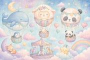 Nursery Wallpaper Hot Air Balloons Pastel Wall Mural design