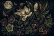 Nocturnal Botanical Wallpaper Moon Magnolia Flower Removable Wall Decor design