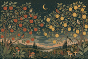 Dark Night Orchard Wallpaper Tree Mediterranean Landscape Removable Wall Decor design