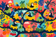 Tropical Birds Wallpaper Toucan Removable Parrot Wall Decor design
