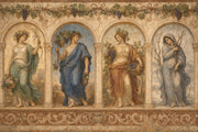 Muted Green Wallpaper Vintage Fresco Wall Mural design