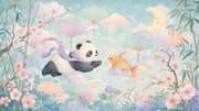 Pastel Watercolor Wallpaper Panda Koi Fish Wall Mural design