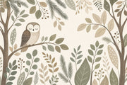 Woodland Wallpaper Owl Botanical Wall Mural design