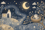 Dark Night Sky Wallpaper Crescent Moon Stars Removable Wall Decor design