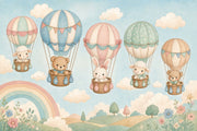 Hot Air Balloons Wallpaper Nursery Watercolor Wall Mural design