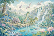 Dinosaur Wallpaper Tropical Jungle Prehistoric Landscape Removable Wall Decor design
