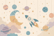 Crescent Moon Wallpaper Space Removable Nursery Wall Decor design
