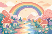 Pastel Rainbow Wallpaper Whimsical Landscape Storybook Wall Mural design