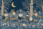 Dark Night Forest Wallpaper Woodland Animals Marching Band Wall Mural design