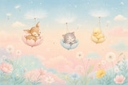 Nursery Wallpaper Sleeping Animals Whimsical Wall Mural design