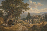 Pastoral Landscape Wallpaper Countryside Removable Stone Bridge Wall Decor design