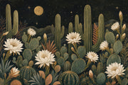 Starry Night Wallpaper Desert Moon Cactus Removable Wall Decor design