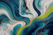 Abstract Marble Wallpaper Fluid Waves Teal And Navy Removable Wall Decor design