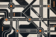 Abstract Geometric Wallpaper Black And Cream Industrial Schematic Wall Mural design