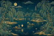 Muted Green Wallpaper Scenic Landscape Removable Wall Decor design