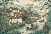 Asian Landscape Wallpaper Bamboo Grove Removable River Wall Decor design