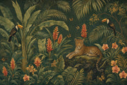 Dark Tropical Jungle Wallpaper Leopard Toucans Wall Mural design