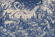 Blue Toile Wallpaper Night Sky Astronomy Removable Wall Decor design