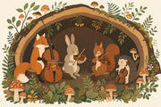 Forest Orchestra Wallpaper Woodland Animals Storybook Illustration Removable Wall Decor design