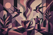 Geometric Abstract Wallpaper Art Deco Coffee Cup Removable Wall Decor design