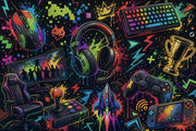 Gaming Wallpaper Neon Graffiti Wall Mural design