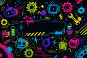 Robotics Wallpaper Neon Circuit Board Removable Wall Decor design