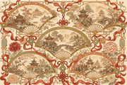 Chinoiserie Wallpaper Fan Motif Pagoda Pavilion Wall Mural design