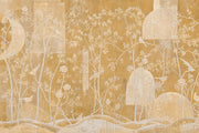 Gold Botanical Mural Wallpaper Blossoming Branches Asian Inspired Chinoiserie Wall Mural design