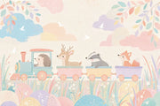 Woodland Animals Wallpaper Toy Train Nursery Removable Wall Decor design