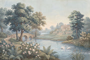 Pastoral Landscape Wallpaper Neoclassical Villa Stone Bridge Wall Mural design