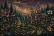 Twilight Forest Wallpaper Botanical Floral Gold Accents Removable Wall Decor design