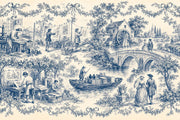 Toile Wallpaper Blue And Cream Pastoral Landscape Wall Mural design