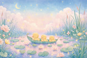 Pastel Watercolor Wallpaper Pond Landscape Removable Sleeping Ducklings Wall Decor design