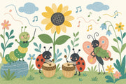 Whimsical Garden Wallpaper Floral Cute Insects Removable Wall Decor design
