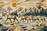 Geometric Landscape Wallpaper Low Poly Removable Deer Herd Wall Decor design